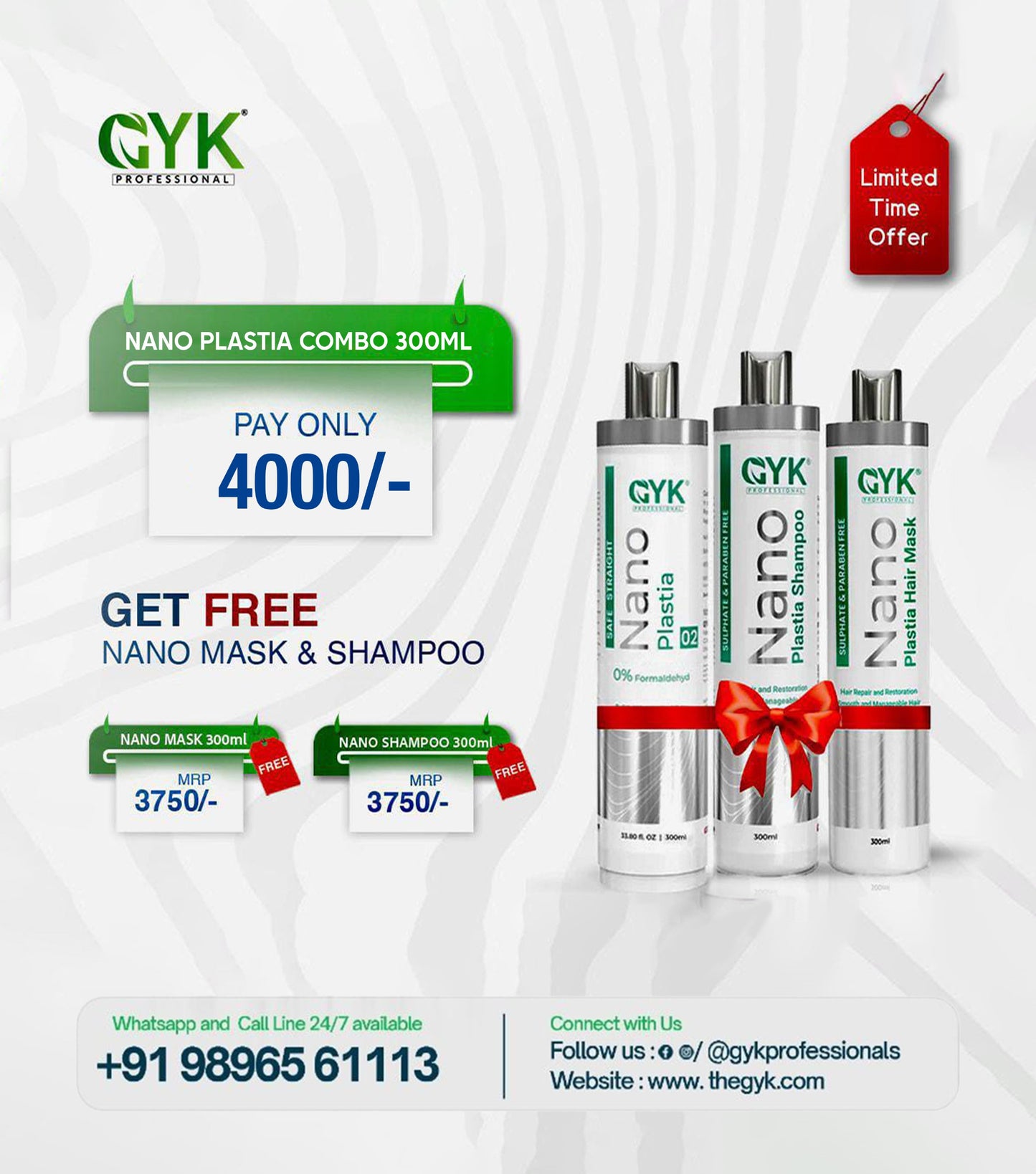 Nano Plastia Premium (Combo) – Treatment 300ml + FREE Hair Mask + Shampoo